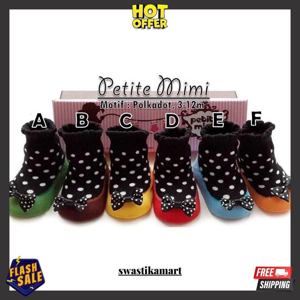 Kaos Kaki Anak Bayi Perempuan Polka Dot Pita Hijau Merah Kuning Biru Gratis Ongkir