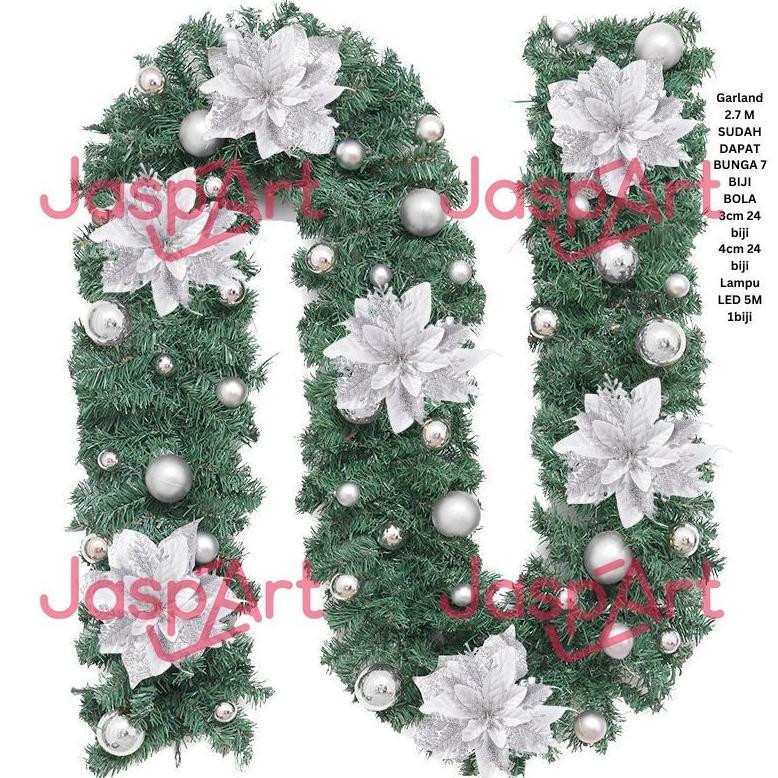 Herrapedia Garland Natal Ukuran 2.7M Hiasan Natal Garland Dekorasi Home Interior Perlengkapan Natal 