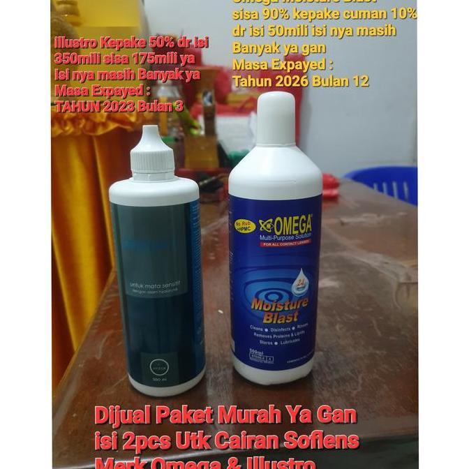 TERBARU Cairan Soflens Omega Moisture Blast kepake 10% sisa 450mili Bulan 12- Tahun 2026 & Illustro 