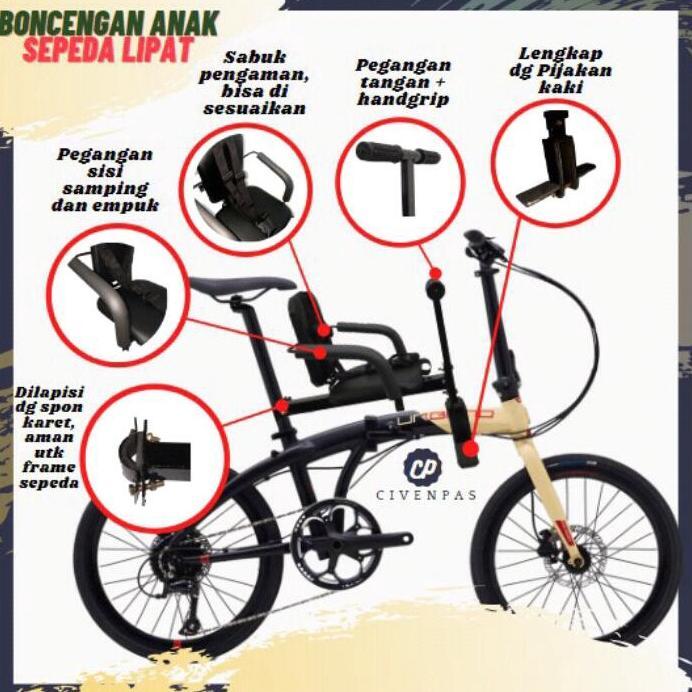 Boncengan sepeda anak SUPER PREMIUM, boncengan sepeda anak depan/boncengan sepeda lipat, selly, mtb,