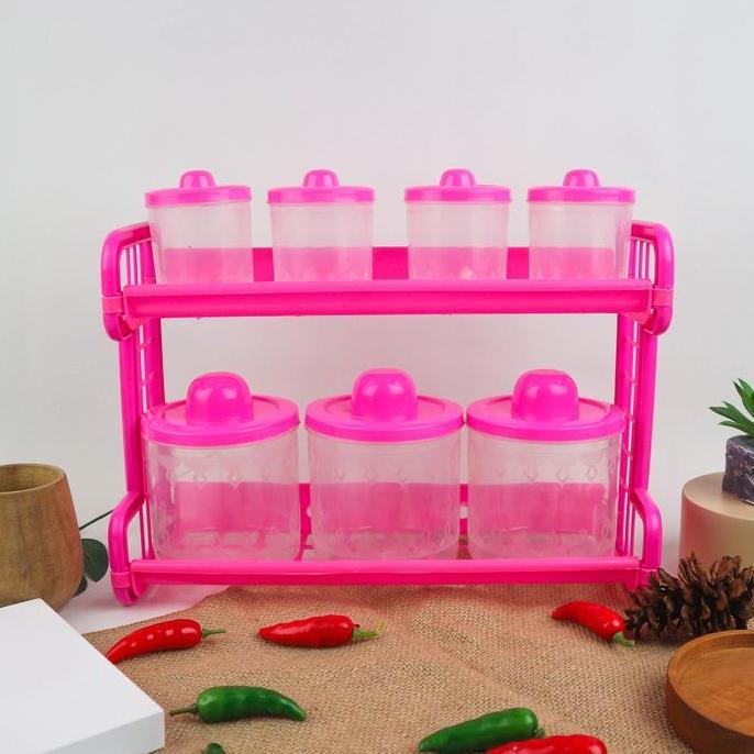 Terlaris [Aff8] Kitchen Set Tempat Bumbu 7 In 1 Rak Bumbu Dapur Serbaguna Dengan 7 Toples, Bisa Diga