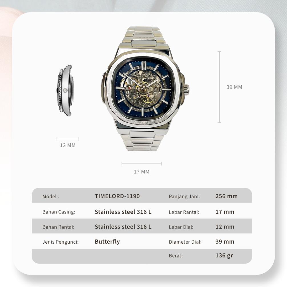 WAJIB PUNYA` OFFICIAL COD ORIGINAL 100% TIMELORD 1190 TIMELORD JAM AUTOMATIC TANGAN PRIA WATER RESIS