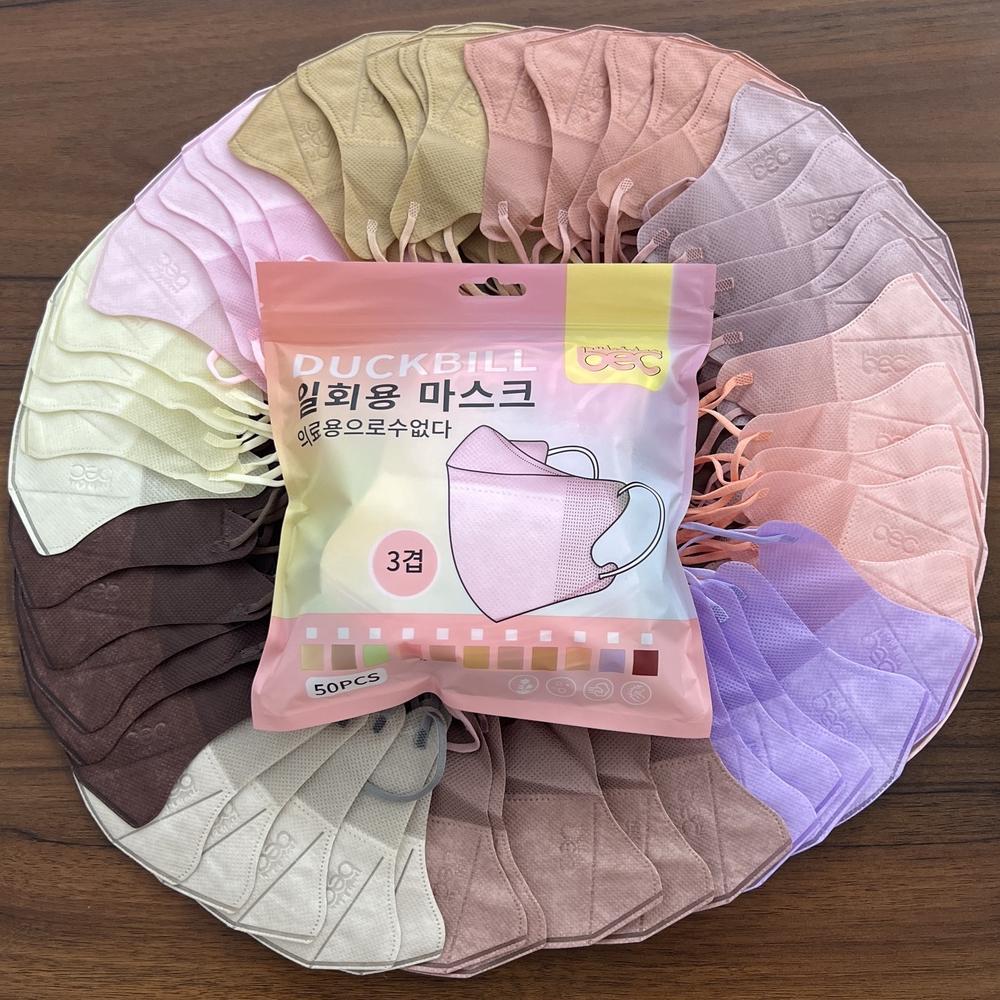 StockLaris- [BEC] MASKER DUCKBILL 50 Pcs MASKER DUCKBIL 3PLY MIRIP SENSI MIX WARNA WARNI PUTIH DAN H