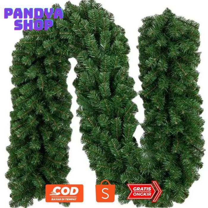 PANDYASHOP 200T GARLAND NATAL 2.7M GARLAND KAWAT DAUN HIASAN NATAL LEBAR 25CM SALE