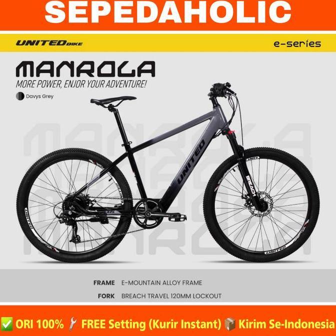 Terlaris Sepeda Gunung Mtb Electric United Manrola E-Bike Listrik 40 Km/Charge