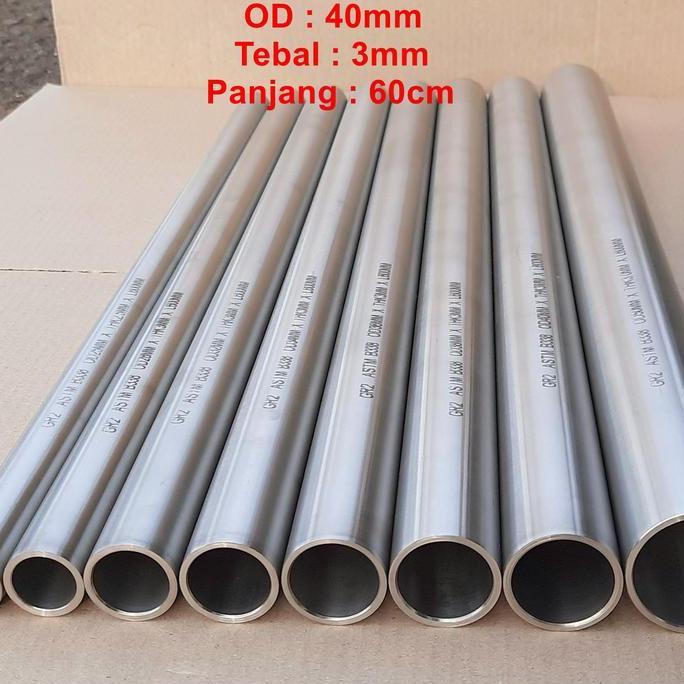 Pipa Titanium / Tabung Titan OD 40mm Grade 2 ASTM B338 New