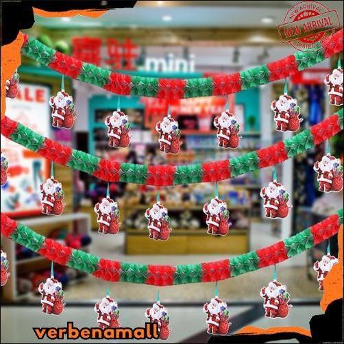 Garland Natal Flanel Honeycomb Gantung Banner Hiasan Christmas 2023 Baru