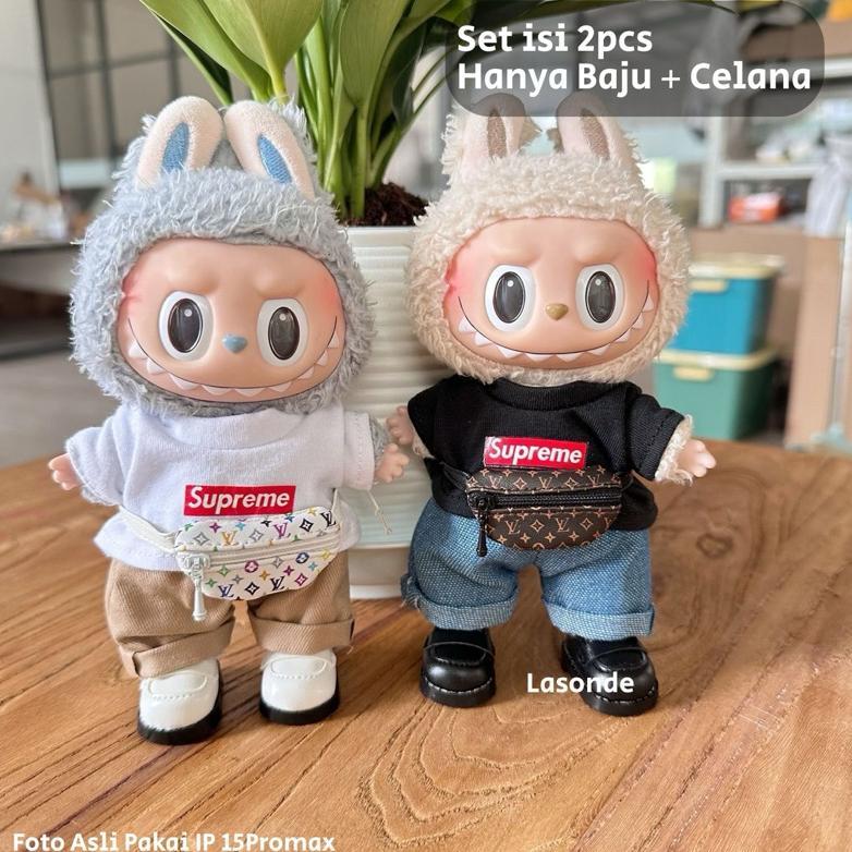 READY  Baju Pakaian LABUBU V1 V2 Branded Chanel LV Lucu Kacamata Tas Boneka Baru