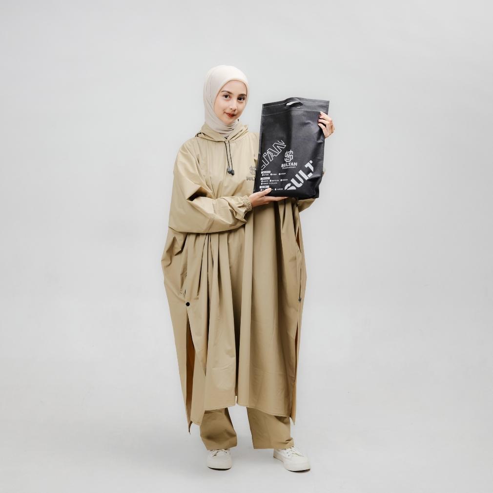 SULTAN Jas Hujan Tebal Lentur Elastik Setelan Jaket Celana Pria & Wanita