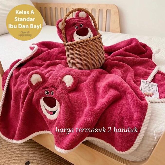 Handuk Mandi Anak Baby Bayi dewasa jumbo Gift Set Souvenir 2 in 1 Hadiah bahan Lembut tebal katun co