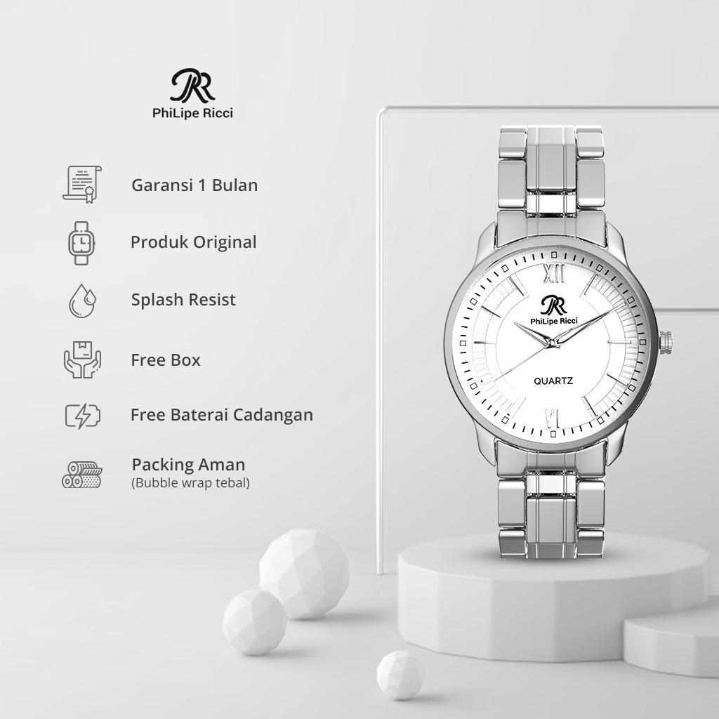 Wl Philipe Ricci Jam Tangan Pria Rantai Besi Analog Pr07 Free Box