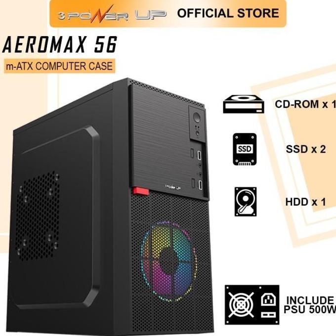 promo Casing Power Up AEROMAX AM-560 with PSU 500W m-ATX terlaris