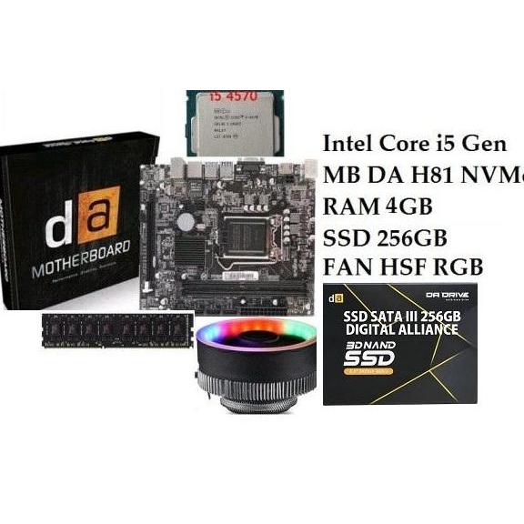 promo Paket NEW MOBO + Prosesor Core i5 4570 intel Gen4+ Fan RGB terlaris