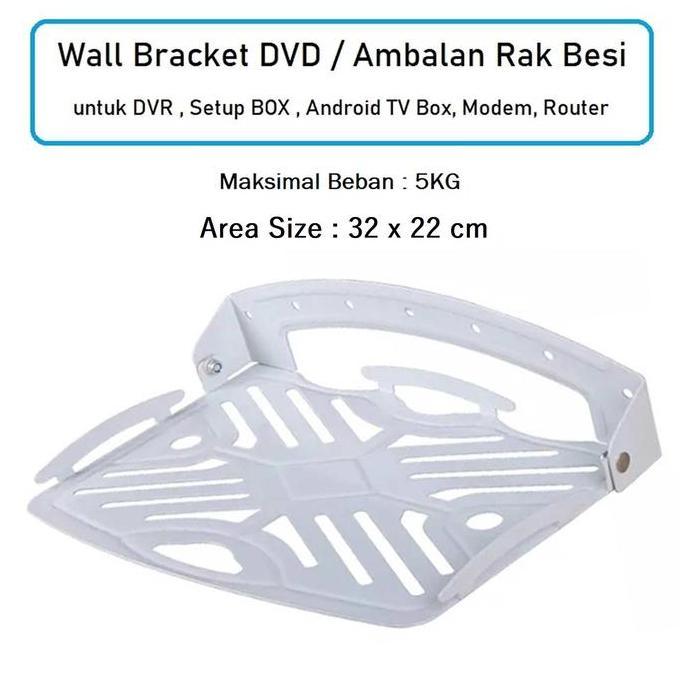 Ambalan Rak Besi Bracket Holder Mesin DVD DVR CCTV Rak Dinding Lipat Taruh Proyektor Mini Router Wif