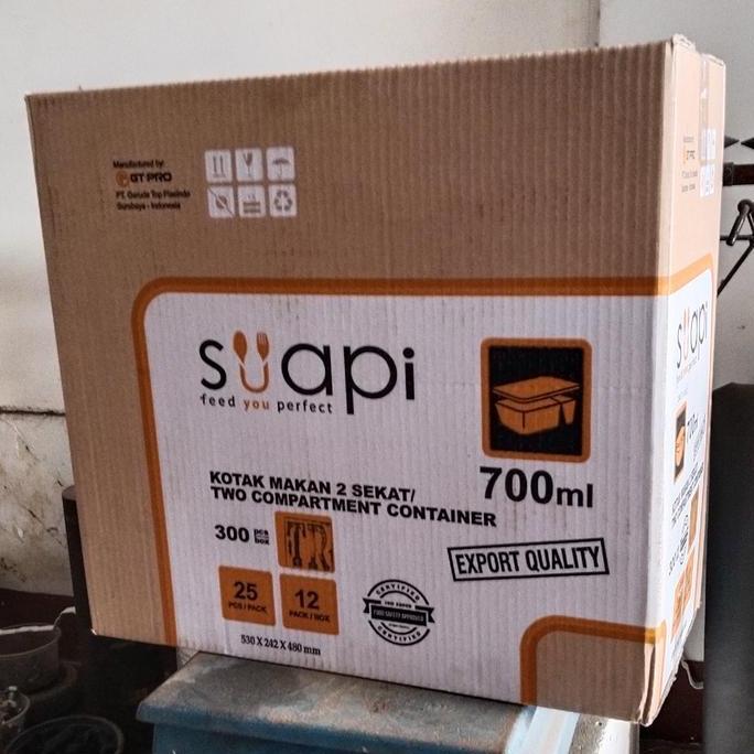 Grosir kotak makan thinwall Suapi sekat 700ml warna Transparan 1 dus isi 300pcs