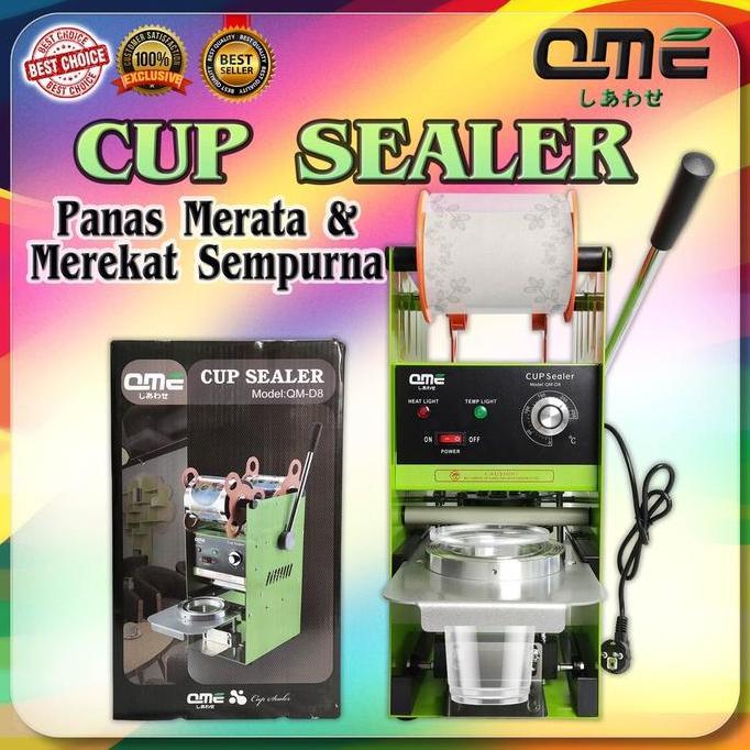 [12.12 SALE] QME- QM-D8 Mesin Press Plastik Sel/Cup Sealer (Model Utama) Listrik Merah Vacuum Promo
