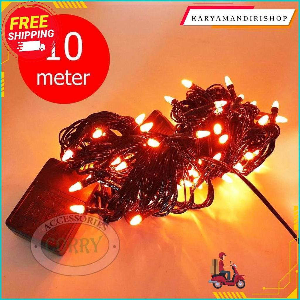 Lampu Pohon Natal Merah 10 Meter Kedap Kedip Led Murah Panjang Termurah Banget