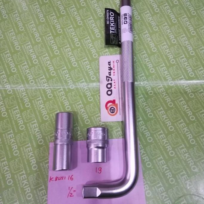 Gagang sok L + sok busi 16 +mata sok 19 mm HARGA SPESIAL