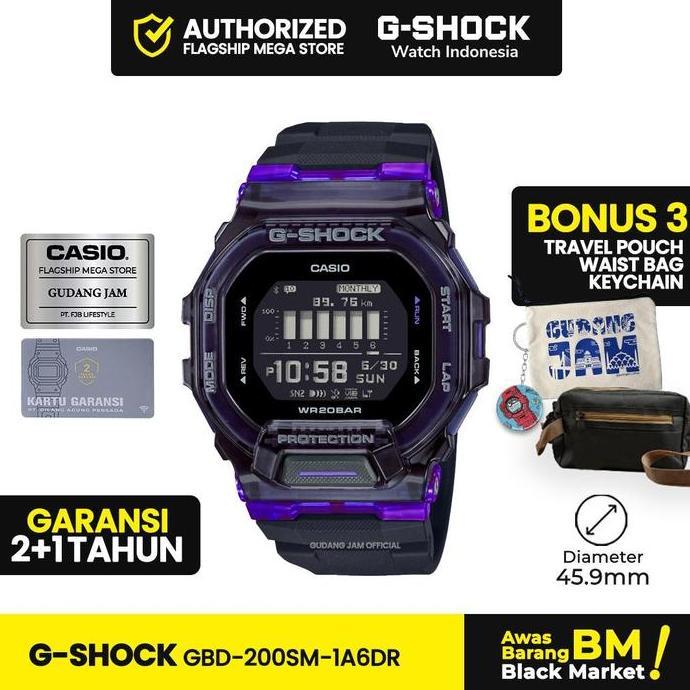 New- G-Shock Gbd-200Sm-1A6Dr | Jam Tangan Pria | Digital | Anti-Air | Olahraga | Kaca Mineral | Orig