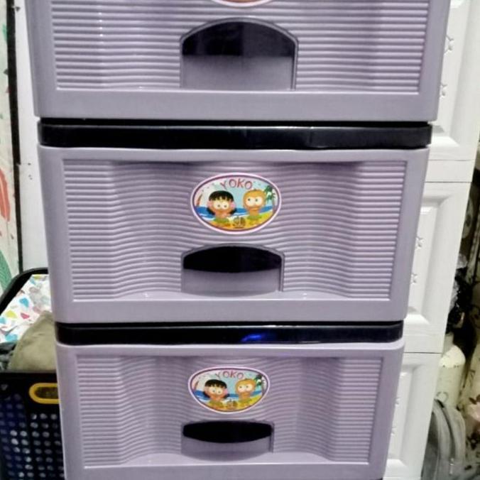 Newcap- Laci / Lemari Pakaian Susun 3 Yoko Plastik / Tempat Baju / Serbaguna