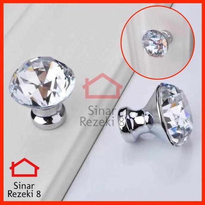 Newcap- Tarikan Berlian Kristal M / Crystal Kaca Handle Laci Pintu Lemari Knob
