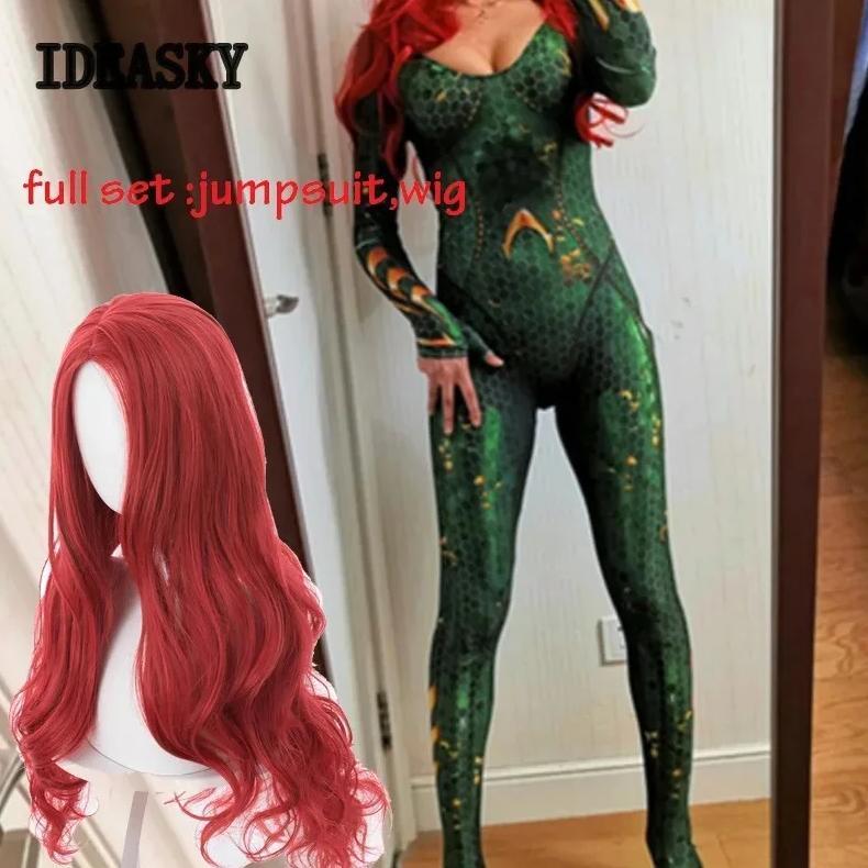 Halloween Carnival Movie mera cosplay aquaman and 9F9MH38D mera costume superhero women wig Zentai B