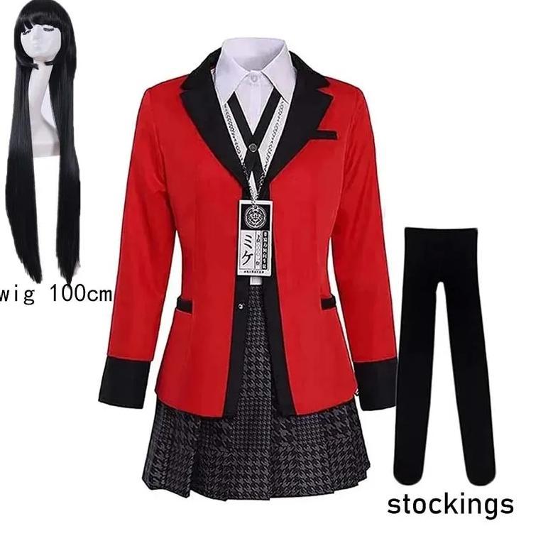Yumeko Jabami Cosplay Costume School Uniforms Jabami Yumeko Outfits Full Set with Stockings Girl JK 