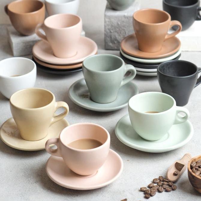 Good- SERO Cappucino Egg Cup & Saucer 180 ml - Cangkir Kopi Keramik - Cappucino Coffee