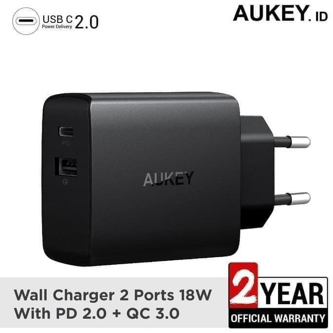 Aukey Charger PA-Y17 - 500335 / Aukey Charger 2 Ports 18w Pd 20 Qc 3.0