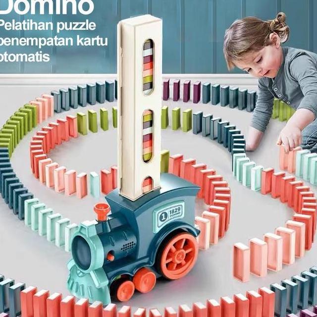 Mainan Anak Domino Train Kereta Listrik