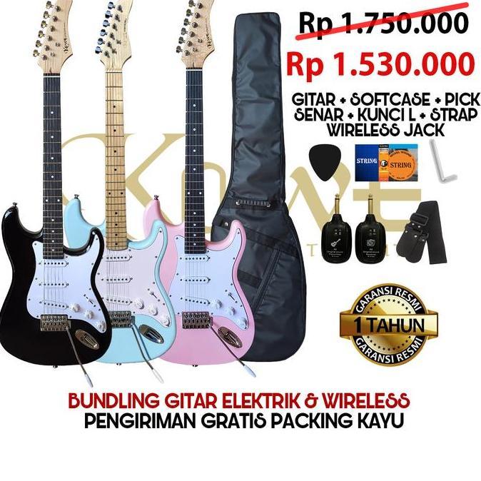 Gitar elektrik Stronger SSS Bundling dengan Wireless Jack Gitar