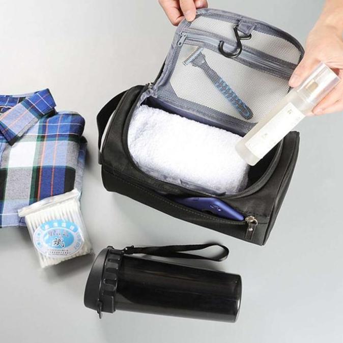 Kuyy- Tas Peralatan Mandi Pria Dengan Gantungan - Tas Mandi Pria - Tas Travel Pria - Organizer Peral