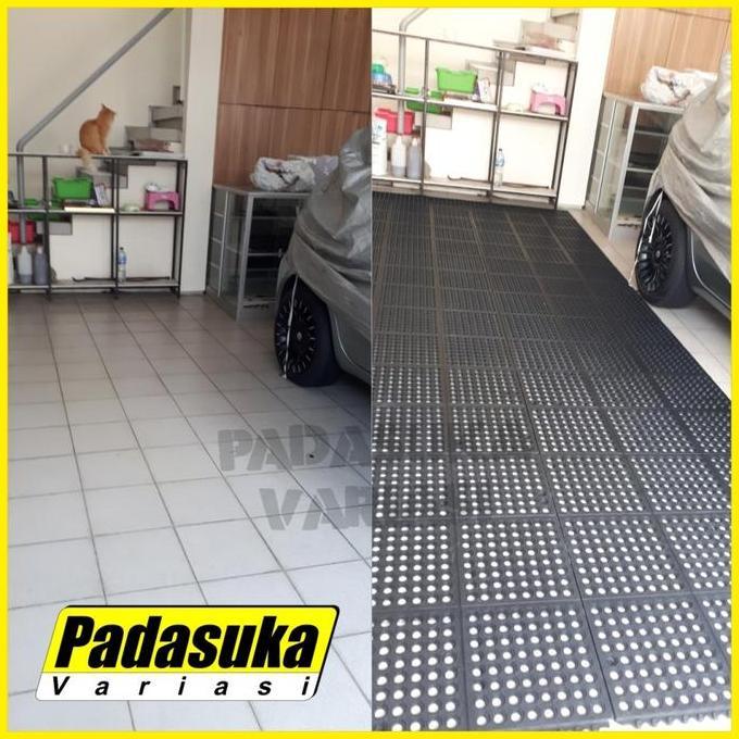 Bath- Keset Kaki Anti Slip Keset Karet Lubang Keset Masjid Wudhu Anti Slip Hitam