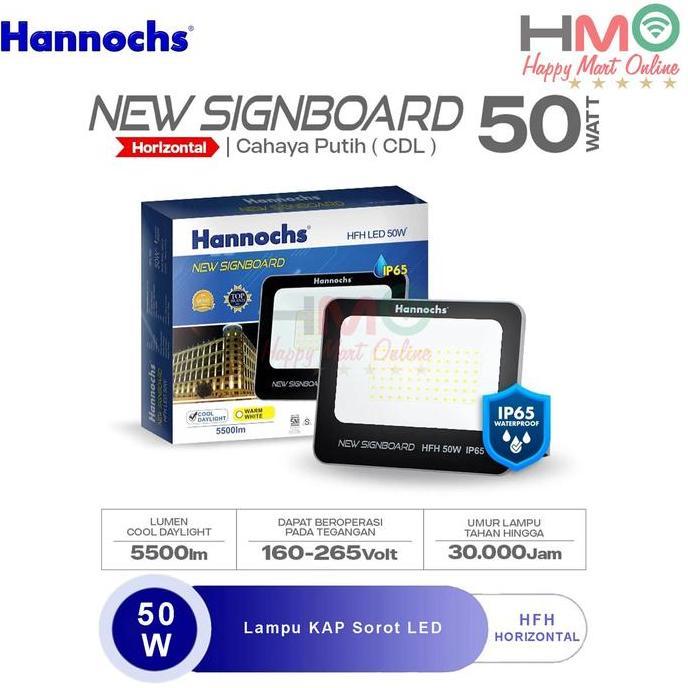 Hannochs Lampu Sorot 50 Watt Cahaya Putih HFH-50W CDL Kap Sorot Waterproof 50W Flood Light LED Lampu