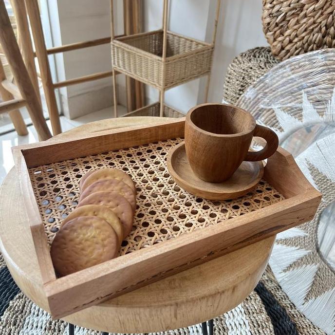 Tray Rotan Kayu Persegi / Nampan Kayu Rotan Persegi NK06