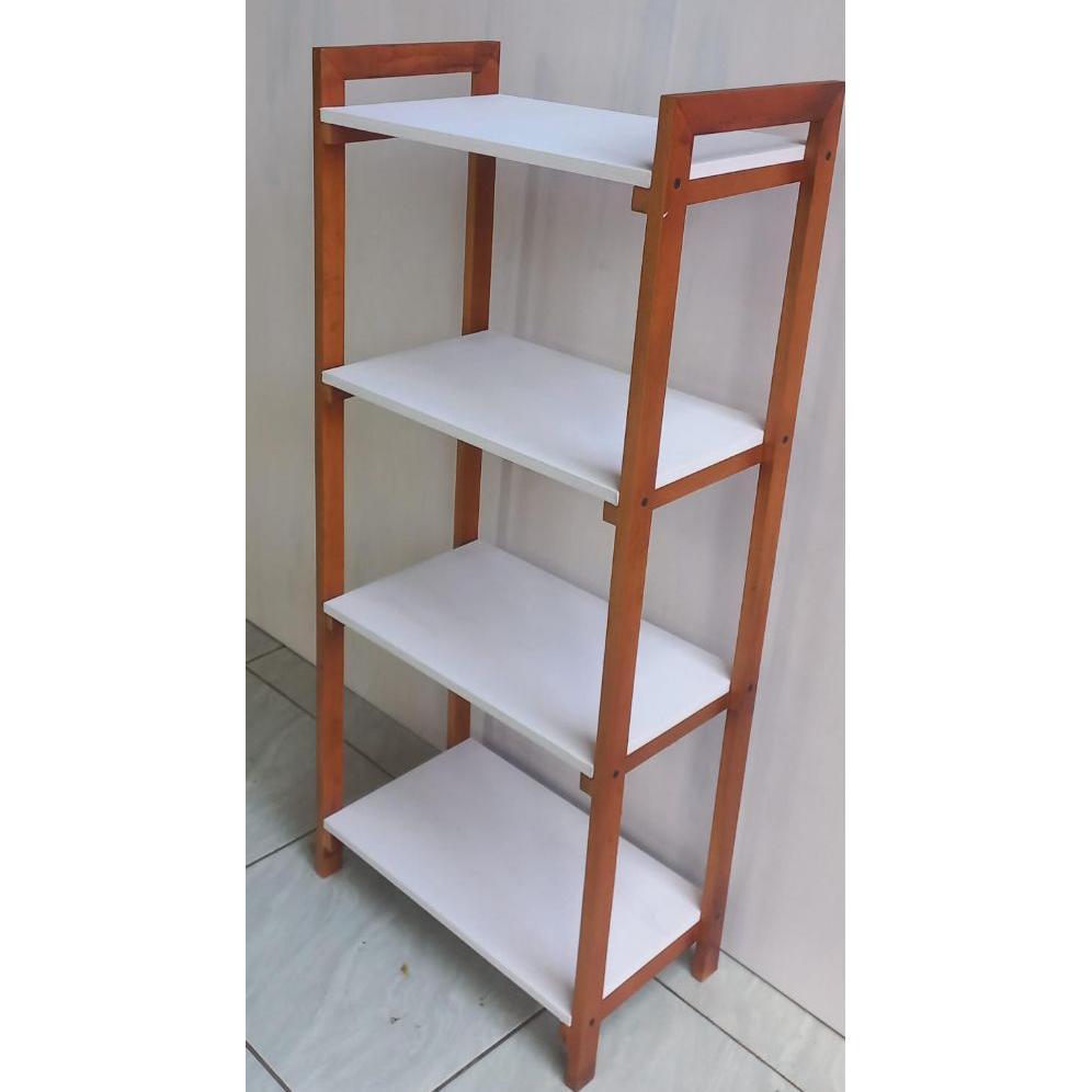 Rak Tingkat Kayu 4 Susun, Rak Kayu Serbaguna, Rak Susun Aesthetic