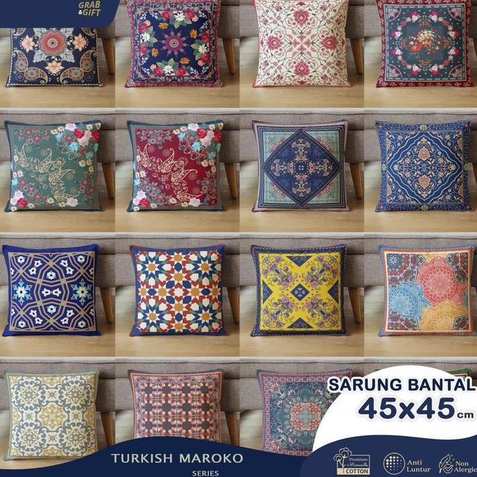 Romx- Sarung Bantal Sofa Motif Maroko 45X45 Timur Tengah Arabik Marocco Tile Turkish Turki