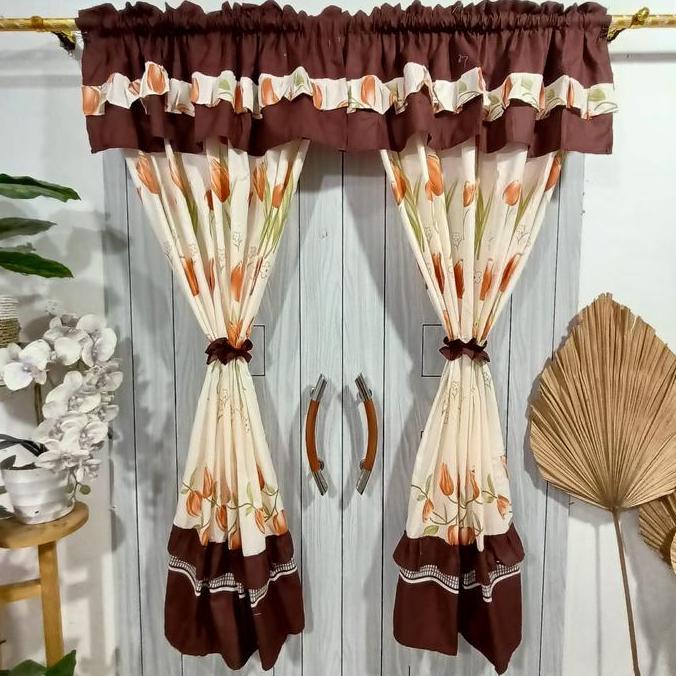 Romx- Gorden Jendela Serut Motif Brown Tulip