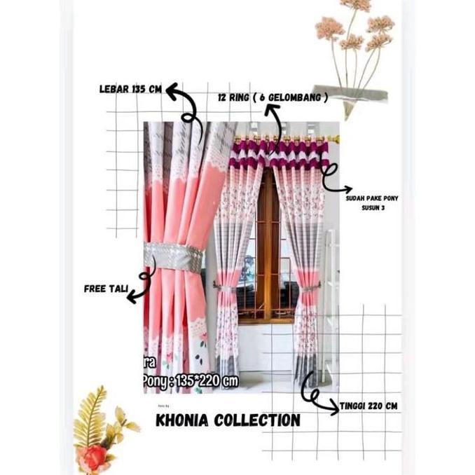 Romx- Gorden Rumbai Pintu Dan Jendela Motif Brown Tulip Garden ( Free Tali Samping )