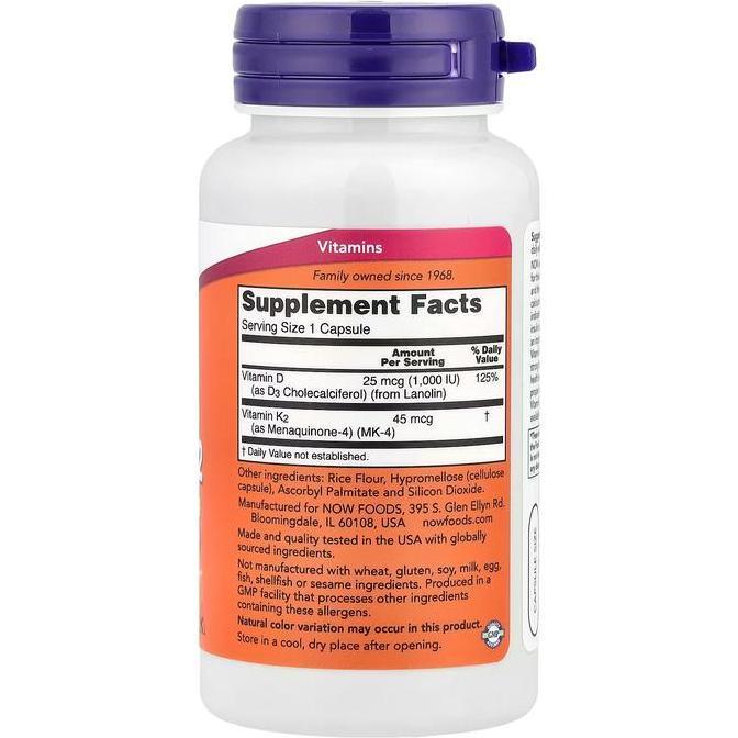 Vitmax- Now D3 K2 120 Caps D3 1000Iu K2 50Mcg Vitamin D3 & K2 Now D3K2