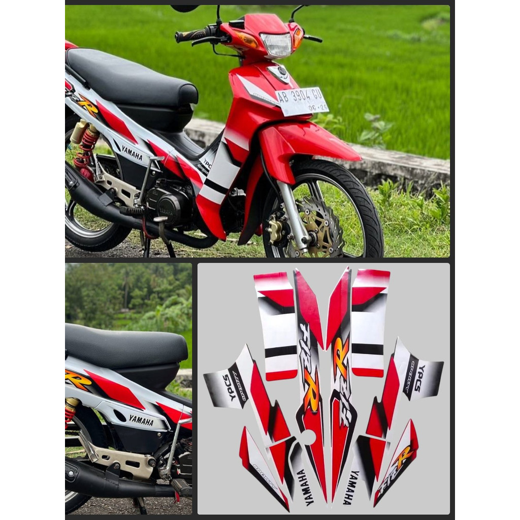 Striping Stiker Polet Sepeda Motor List Yamaha F1ZR fizr fiz r f1 zr 2000 2001 Putih Merah list body