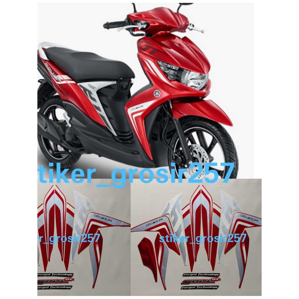 STIKER STRIPING & LIS BODY MOTOR YAMAHA MIO SOUL GT 2014 MERAH STANDAR produk berkualitas original