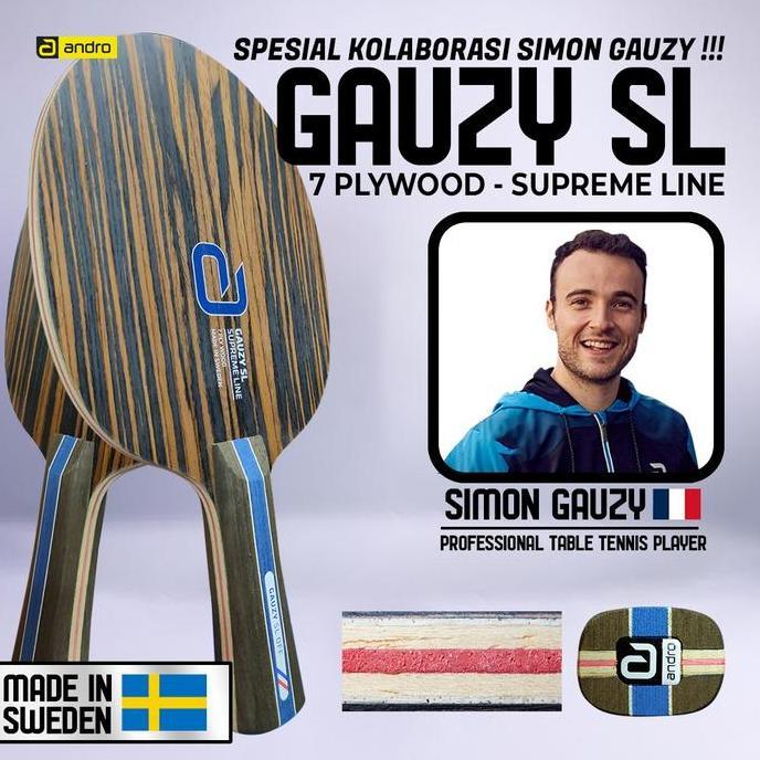 TERBARU - Kayu Bat Tenis Meja Pingpong Andro Gauzy SL OFF Supreme Line