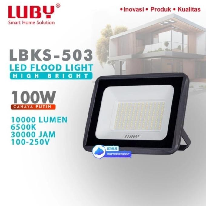 Lampu Sorot Luby 100 watt LBKS-503 / Lampu Tembak / Flood Light LED 100 w LUBY - SNI
