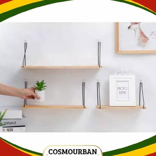 Rak dinding besi serbaguna rak bumbu dapur dekorasi kayu hanging rack shelf Produk baru
