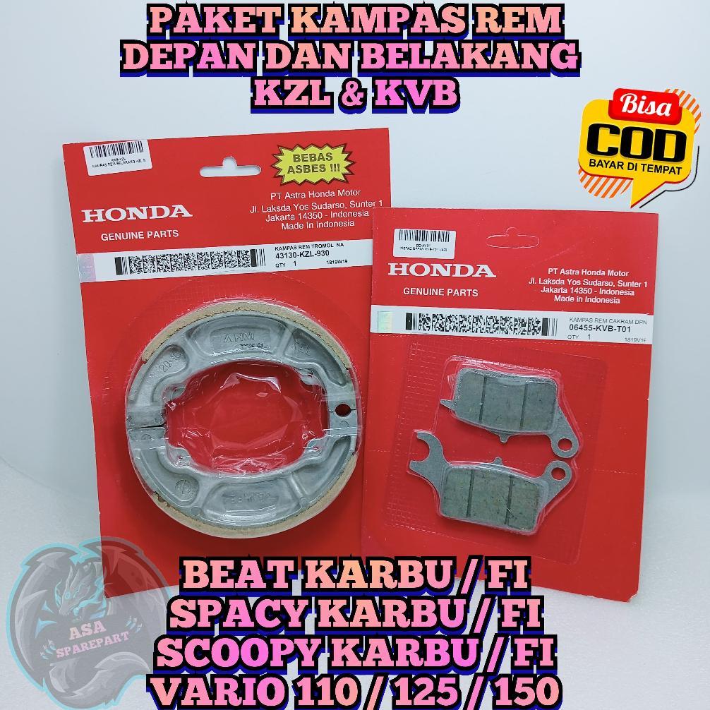 PAKET KAMPAS REM HONDA BELAKANG KZL +DEPAN KVB MOTOR HONDA BEAT KARBU , Beat FI Injeksi , SPACY CARB