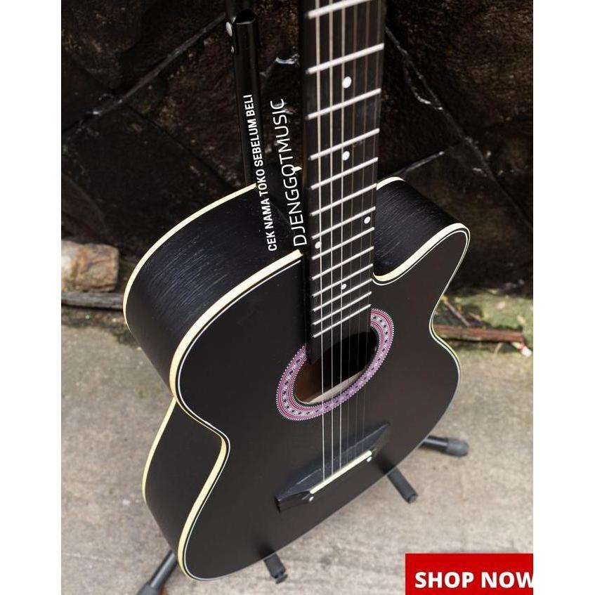 Gitar Akustik Mandalika S-01BK Black Gratis Tas dan Senar Cadangan