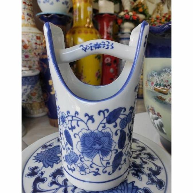 Tempat Sendok Keramik Biru Putih