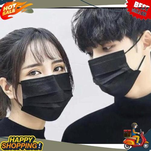 Masker Earloop 3ply Hitam Biru 50pcs Daily Duckbill Mask Protection Harga Grosir