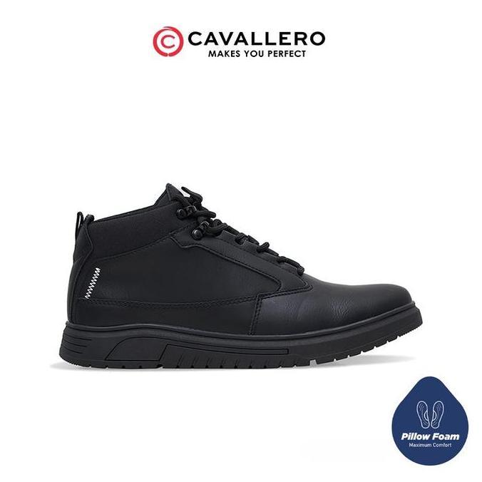 TERMURAH - Sepatu Pria Boot Casual Sneakers Cavallero Oleg Hitam Shoes Kerja